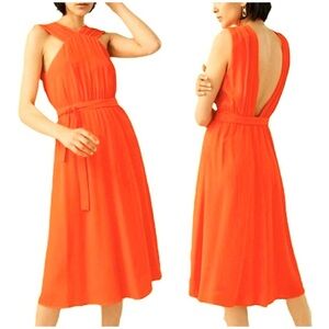 NWT & Other Stories Paris Atelier orange open back draped belted midi dress 2